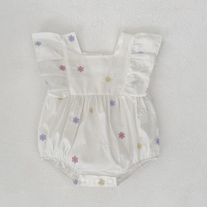 Sweet Baby Girls Embroider Rompers Sleeveless Rompers