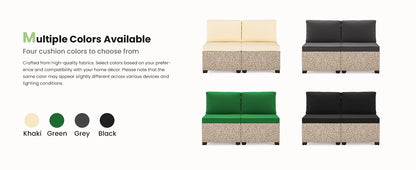 7-Piece Outdoor Rattan Sectional Sofa with Tempered Glass