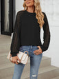 Womens Lantern Sleeve Lace Spliced Design Pullover