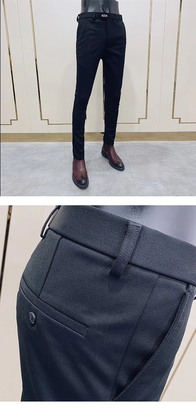 Men Stretch Slim Formal Casual Pants Fashion