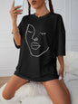 Women's Face Printing Tees Cotton T-Shirts Casual