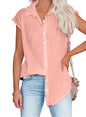 Womens Cotton Linen Casual Short Sleeve Tops