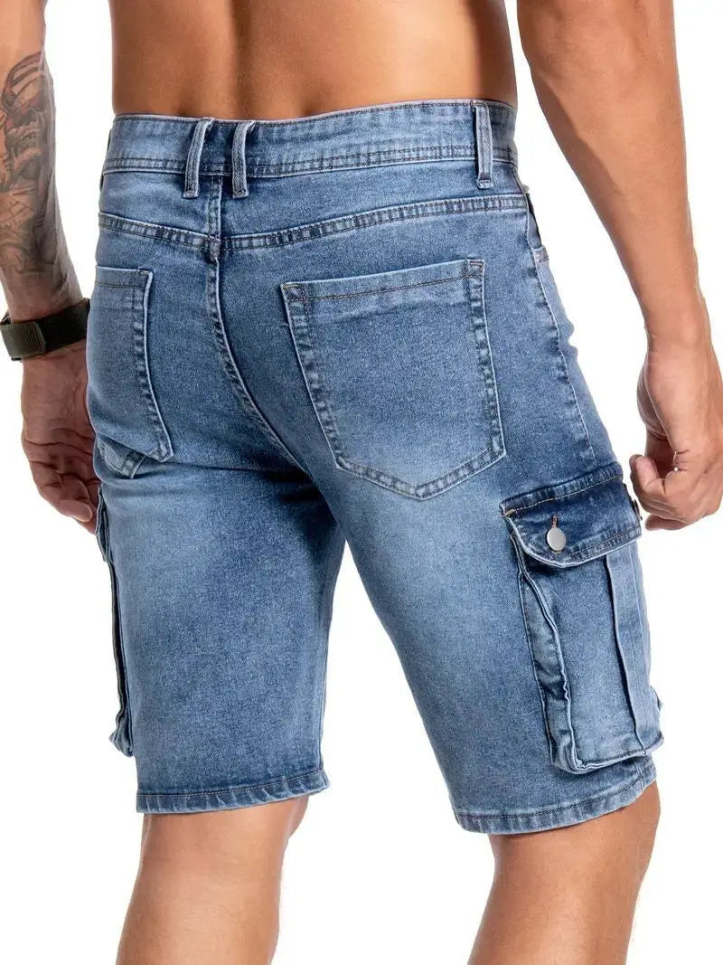 Mens Multi Pocket Micro Elastic Jeans Casual