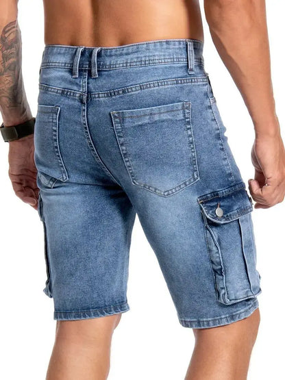 Mens Multi Pocket Micro Elastic Jeans Casual
