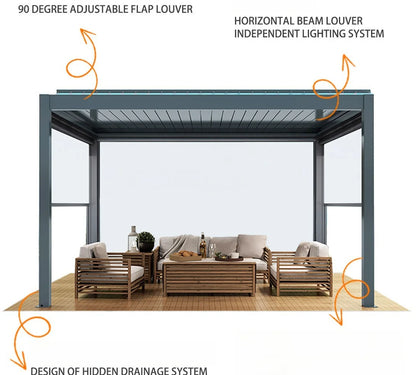 Aluminum Louvered Sunroof Pergola Roof Canopy