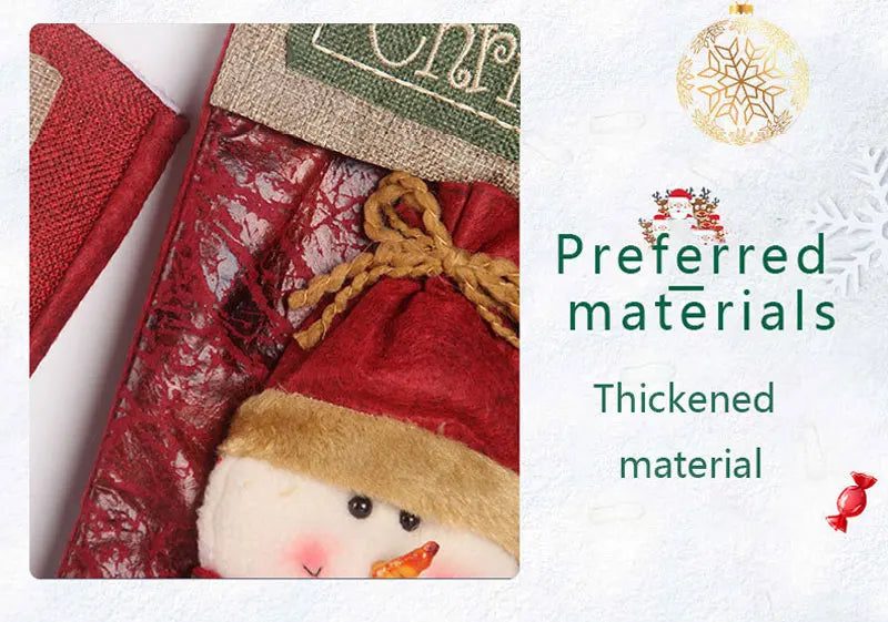 Xmas Decoration Santa Snowman Reindeer Hanging Sock