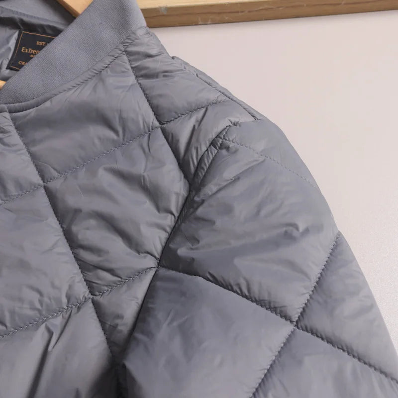 Men's Cotton Jacket with Quilted Diamond Pattern