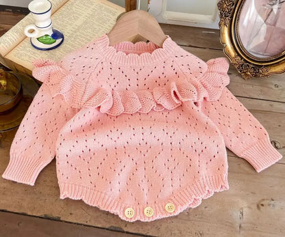Baby Girls Knitting Romper Red Fashion