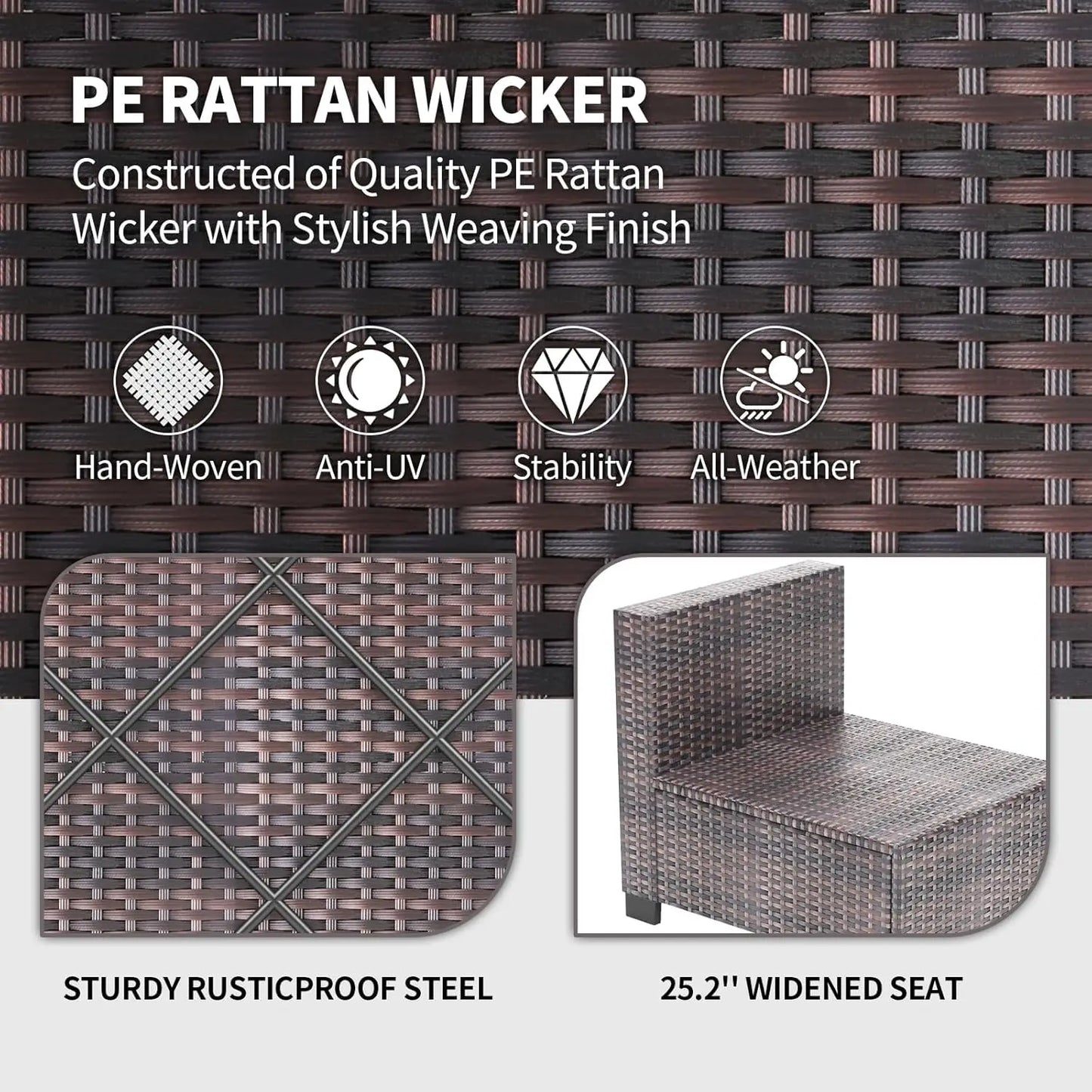 7-Piece Rattan Wicker Sectional Modular Sofa Set