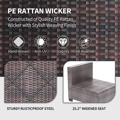 7-Piece Rattan Wicker Sectional Modular Sofa Set