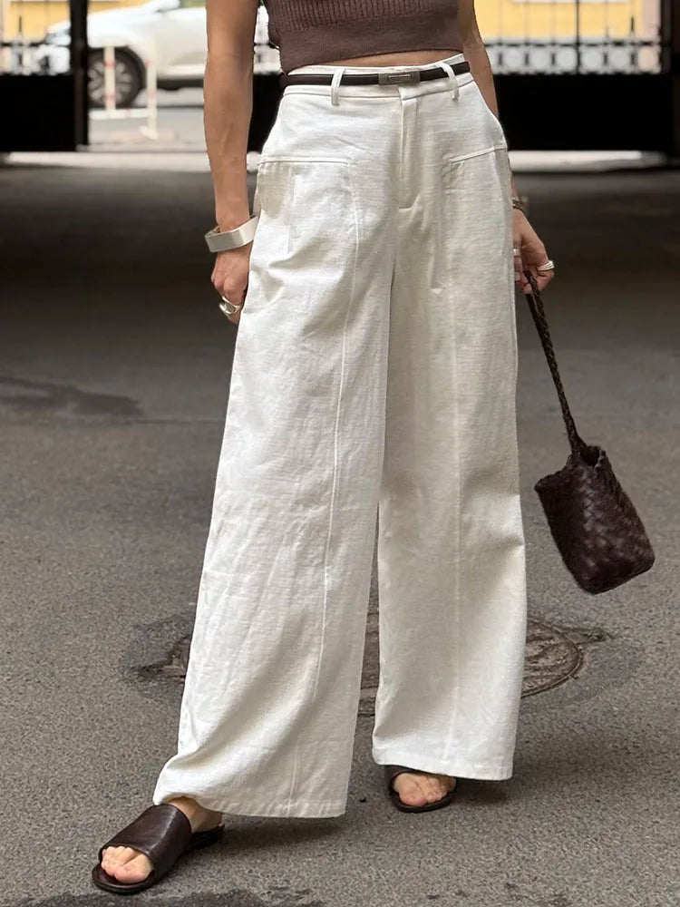 White Pants For Women Cotton Formal High Waist