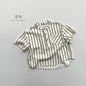 Boys Cotton Striped Pocket Casual Short Sleeve