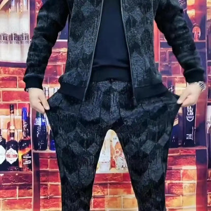 Mens Zipper Hoodie Tracksuit Jacket+Sweatpants