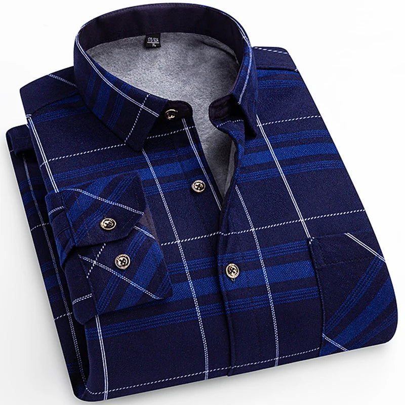 Flannel Plaid Casual Menswear Long Sleeve Fleece