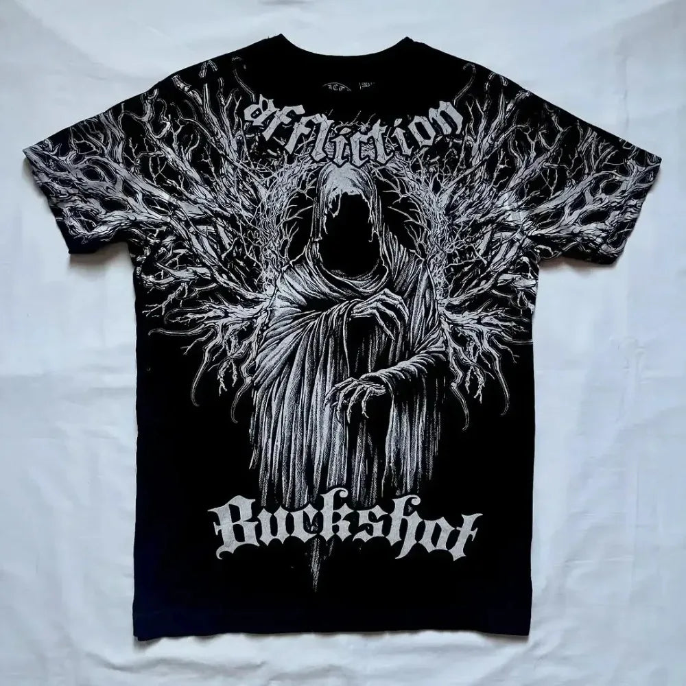 American retro black short sleeved T-shirt men