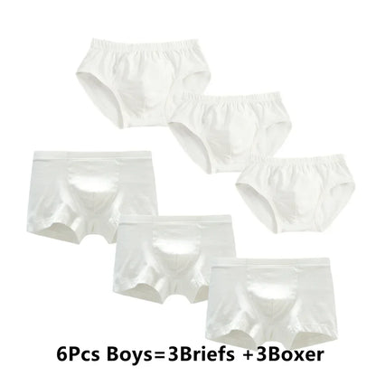 6Pcs Girls/Boys Underwear White Cotton Teen Briefs