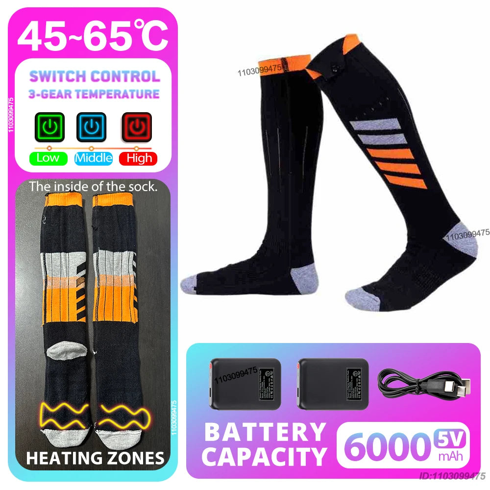 Rechargeable Anti-Cold Men Women Thermal Heated Socks