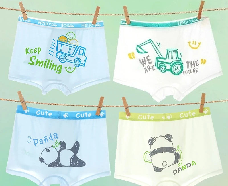 4PCS Boys Cute Mesh Breathable Comfort Underwear