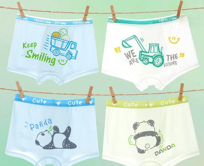 4PCS Boys Cute Mesh Breathable Comfort Underwear