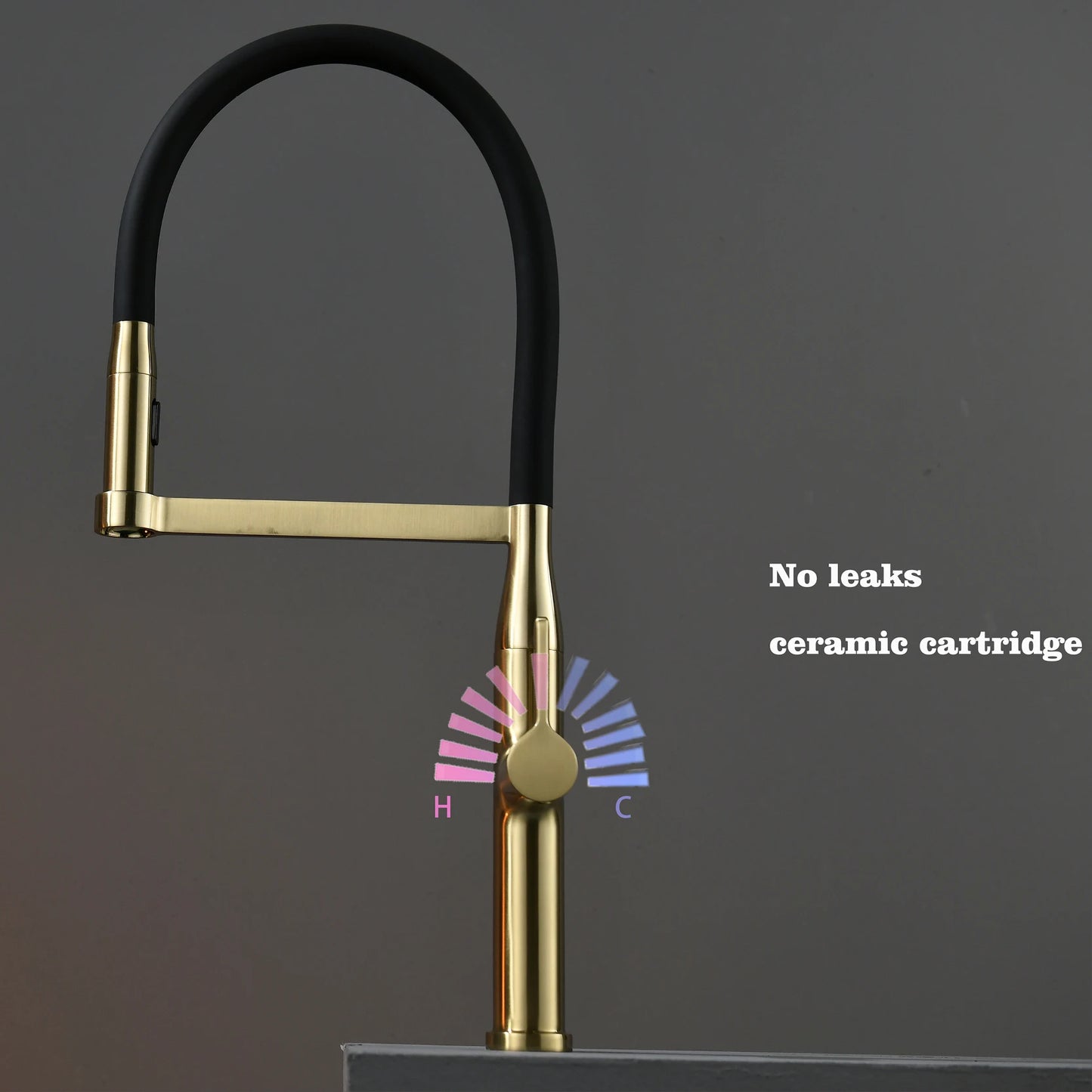 Luxury Brushed Gold Brass Pull Out Kitchen Faucet