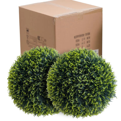 2 Set Artificial Topiary Cedar Balls for Decor