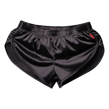 Men Side Split Satin Shorts Built-in Bulge