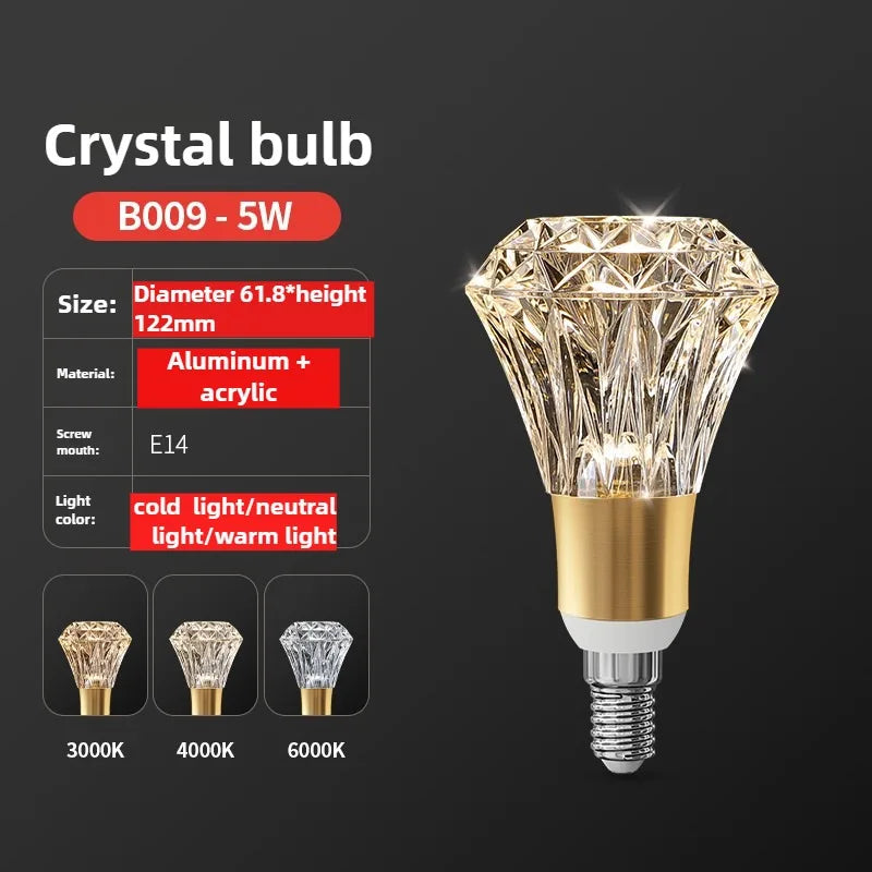 Acrylic Crystal LED Bulb Chandelier Fairy Lamp