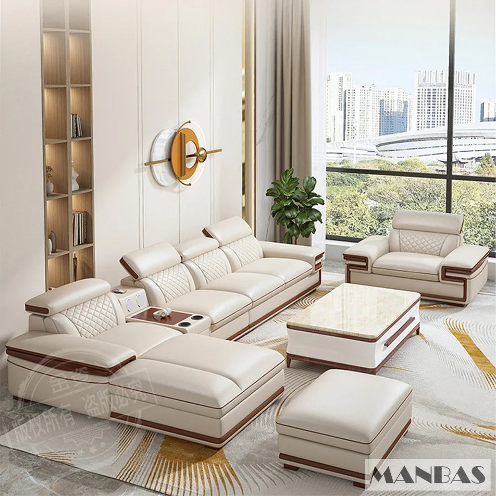 Genuine Leather Sofa Set for Living Room