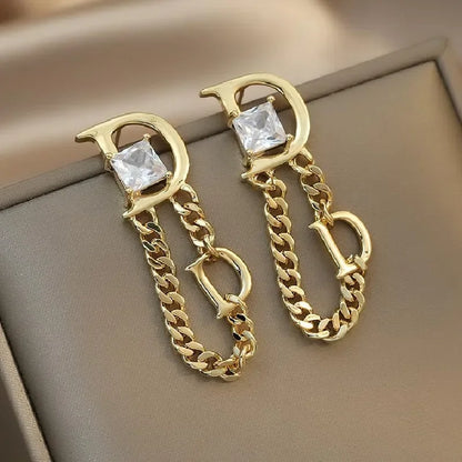 Fashion Brand Jewelry Elegant Letter D Earrings Vintage