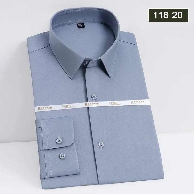 Men's White Long Sleeved Business Formal Wear Shirt