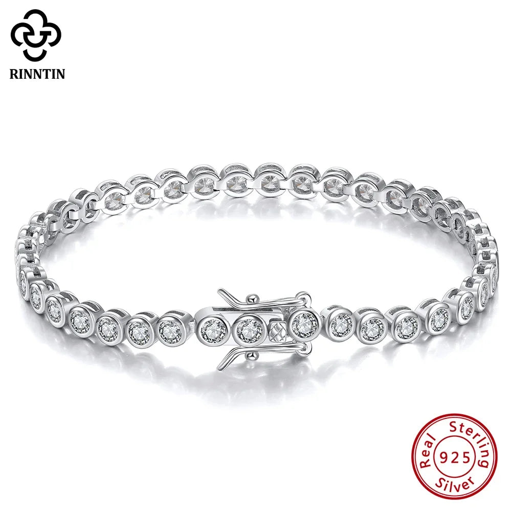 Shiny Tennis Bracelet Sterling Silver Cubic Zirconia