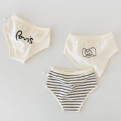 3PCS Young Girls/Boys Cute Cotton Briefs Boxers Underwear
