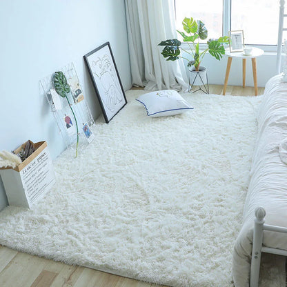 White Fluffy Modern Home Decor Rug Non-Slip