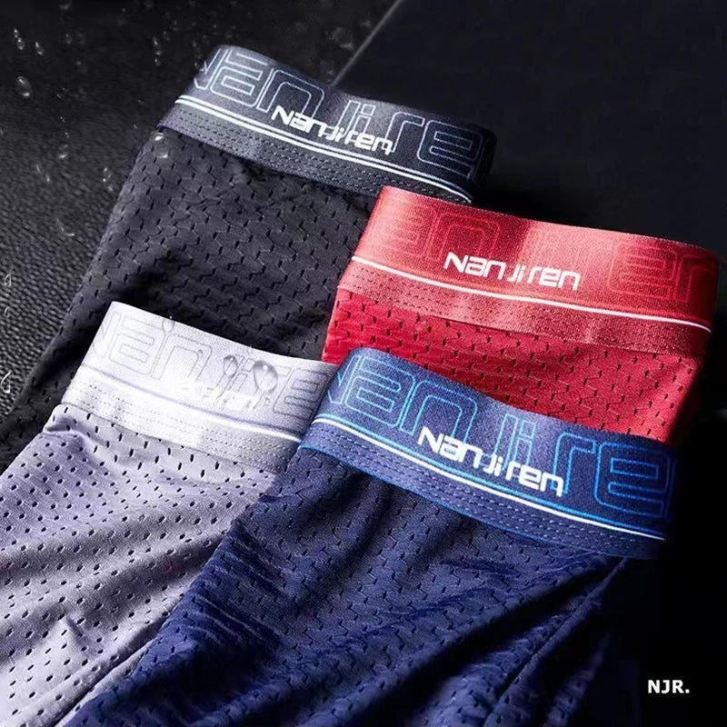 4pcs Men's Boxer Silk Plus Size Breathable Briefs