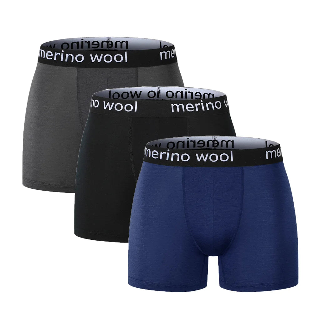 Mens Merino Wool Boxer Brief Breathable Fitness