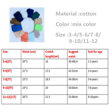 12pcs Boys Girls Cotton Briefs Underwear