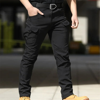 Men Fashion Cargo Pants Solid Color Multi-Pockets
