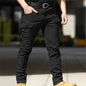Men Fashion Cargo Pants Solid Color Multi-Pockets