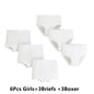 6Pcs Girls/Boys Underwear White Cotton Teen Briefs