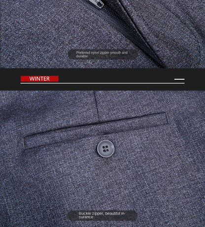 Double Pleated Mens British Pants High Waist