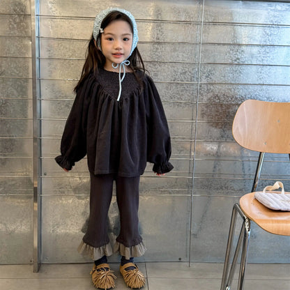 Bat Sleeve Baby Girl's Corduroy Shirt