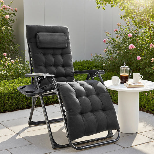 Patio Lounge Chair Folding Portable with Cup Holder