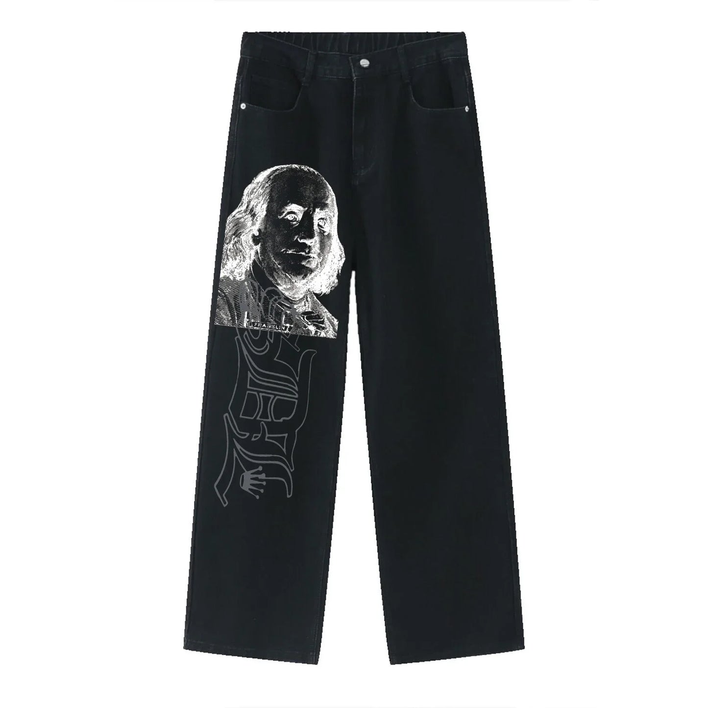 Black Straight Jeans Men Women American Street