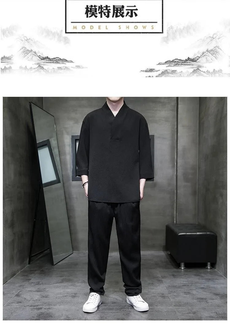 2 Pcs Mens Fashion Trend Solid Color Loose Sport