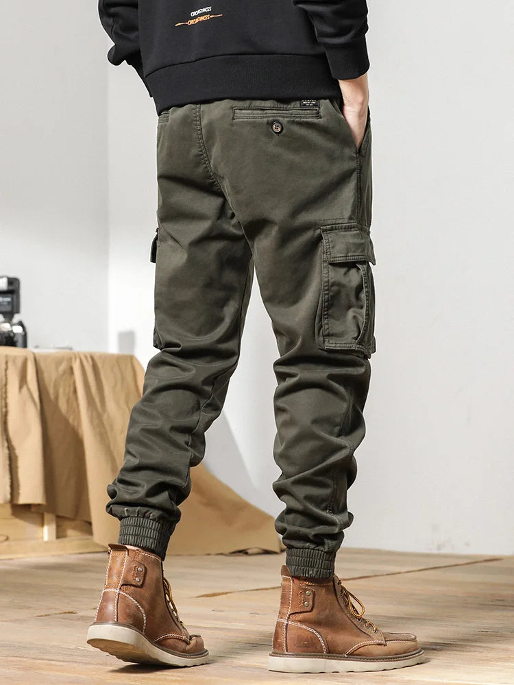 Cargo Pants Men Multi-Pockets Drawstring Fleece Liner