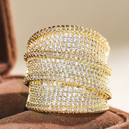 Full Bling Iced Out Wide Sparkling CZ