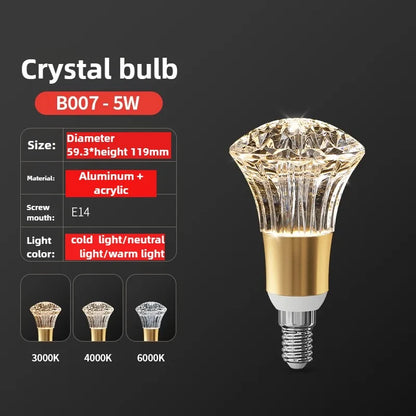 Acrylic Crystal LED Bulb Chandelier Fairy Lamp