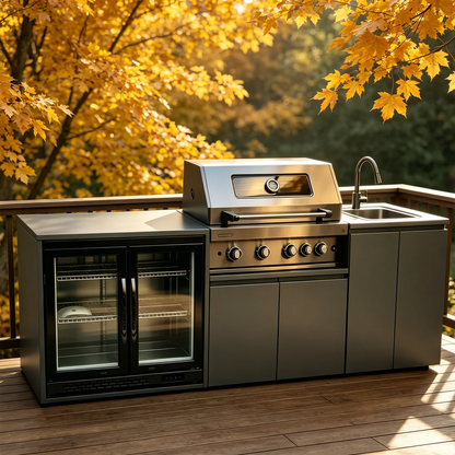 Stainless Steel Outdoor Grill Cooktop Sink Fridge