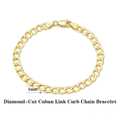Italian Diamond Cut Cuban Link Chain Necklace