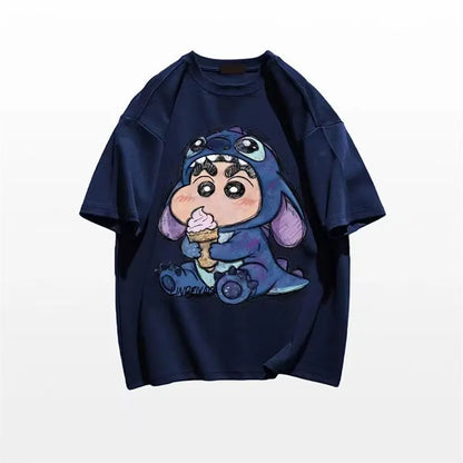Shin Chan Cartoon Character Women's Fashion T-shirt